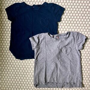SET of 2 JCrew Crewcuts EUC Heart Pocket Tee Size 6-7